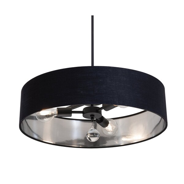 Afx Celine Pendant, 24 in., Black Finish, Black/Silver Shade CLNP24MBBK-BKSL - main